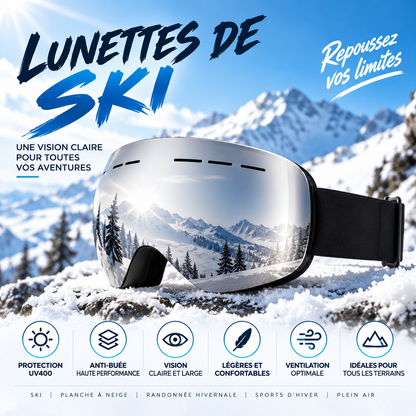 KOVA – Lunettes de ski anti-buée avec protection UV