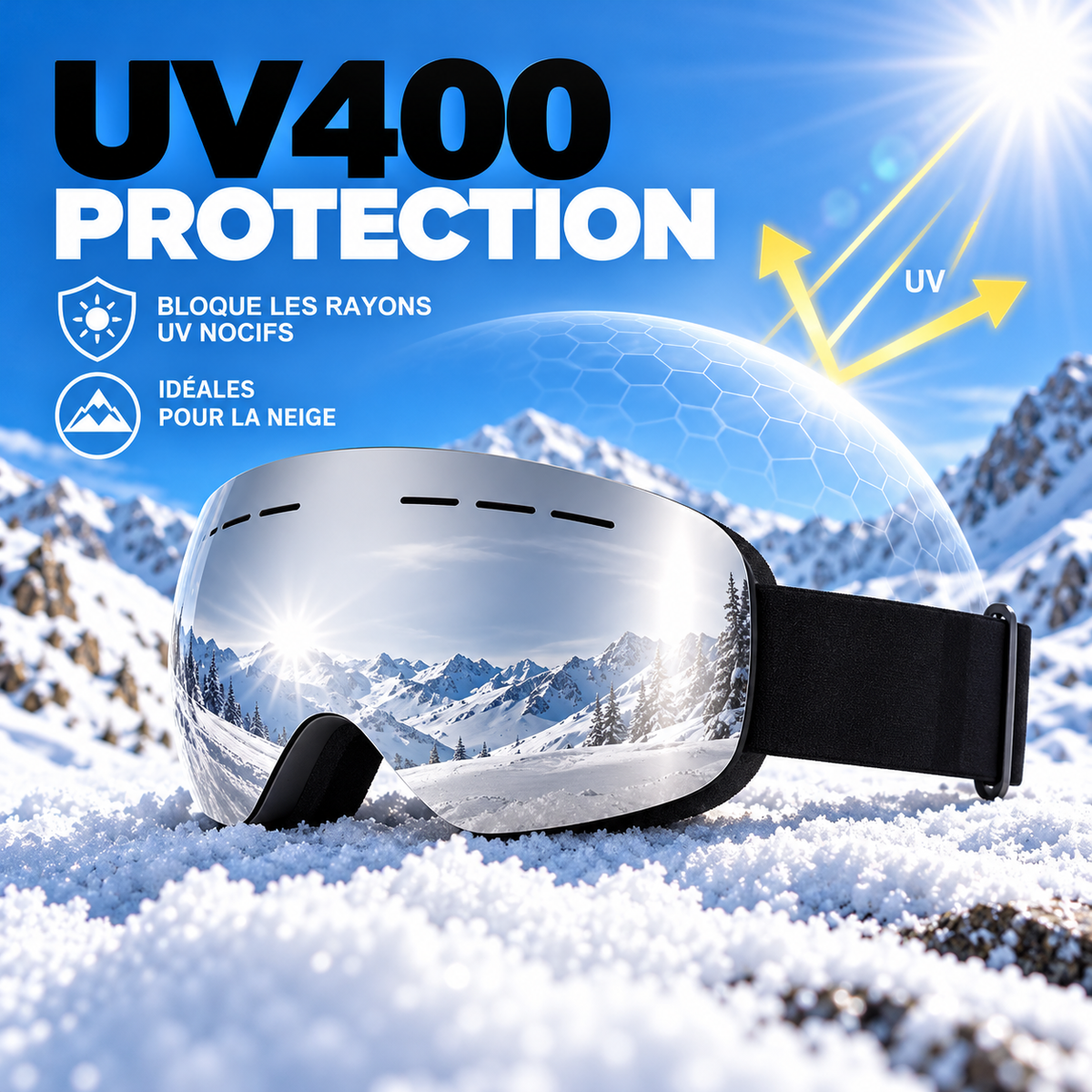 KOVA – Lunettes de ski anti-buée avec protection UV
