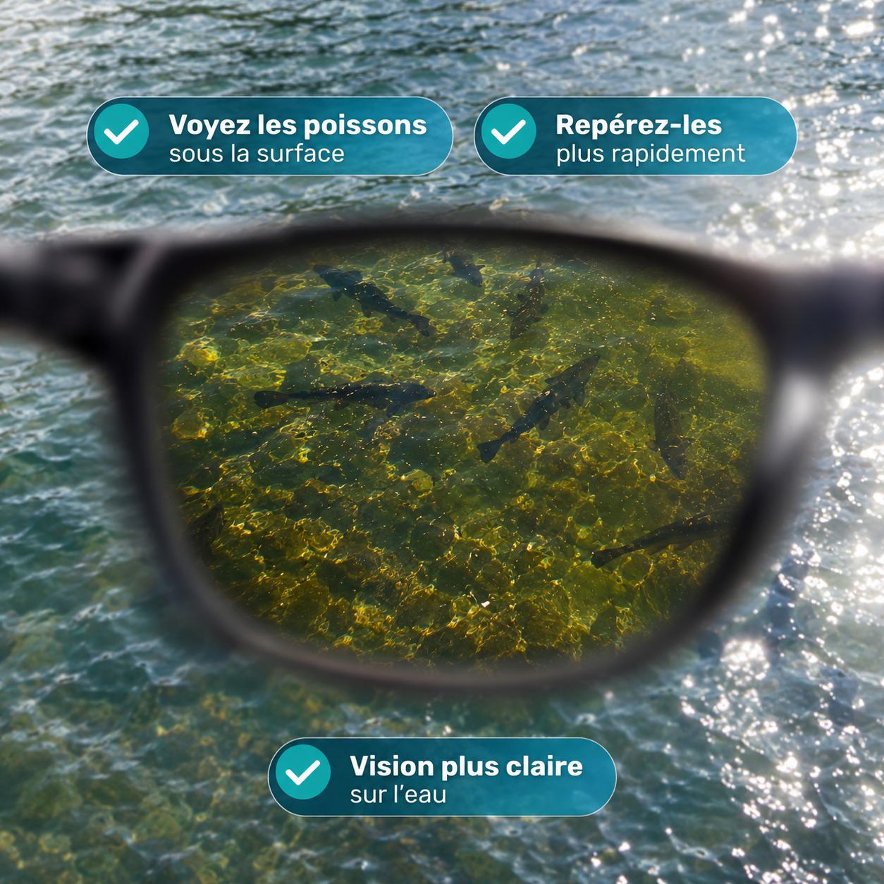 Lunettes hyper polarisées pour la pêche